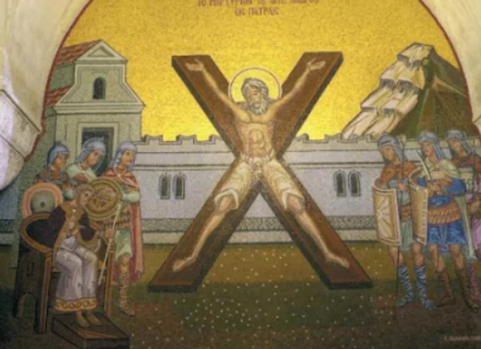 Andrew crucified on an x shaped cross
